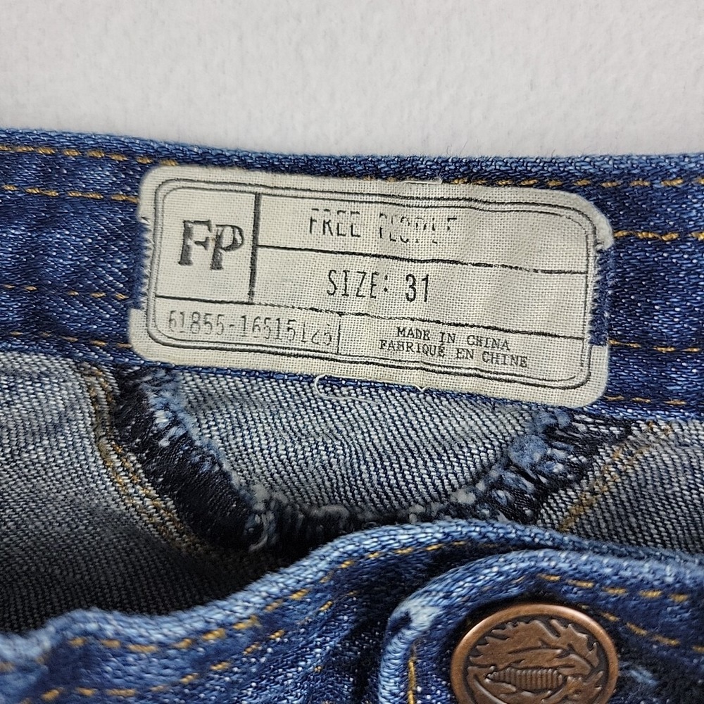 Free People Jayde Sunburst Blue Flare Jeans Women's Size 31 Hemmed READ - Picture 7 of 16